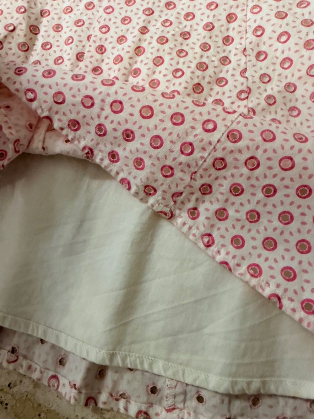 Sigrid Olsen Size 2 Pink Ivory Cotton Eyelet A-Line Skirt - Picture 5 of 5
